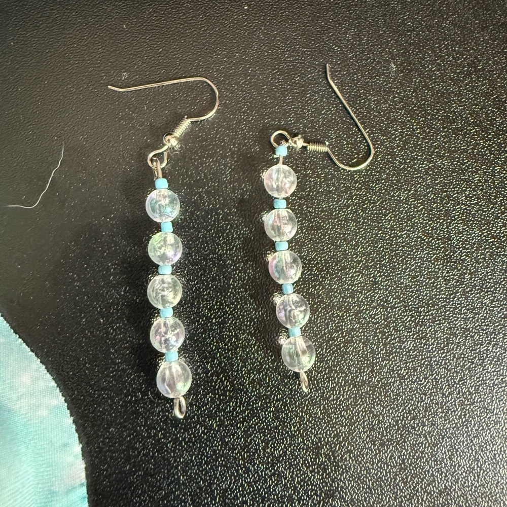 2 for $4 Elegant iridescent and Blue Beaded Earrings